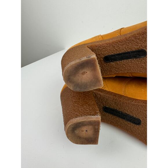 TIMBERLAND Glancy Women's Bootie 7.5 Tan Leather Block Heel Ankle Boots 8715A - Picture 8 of 9